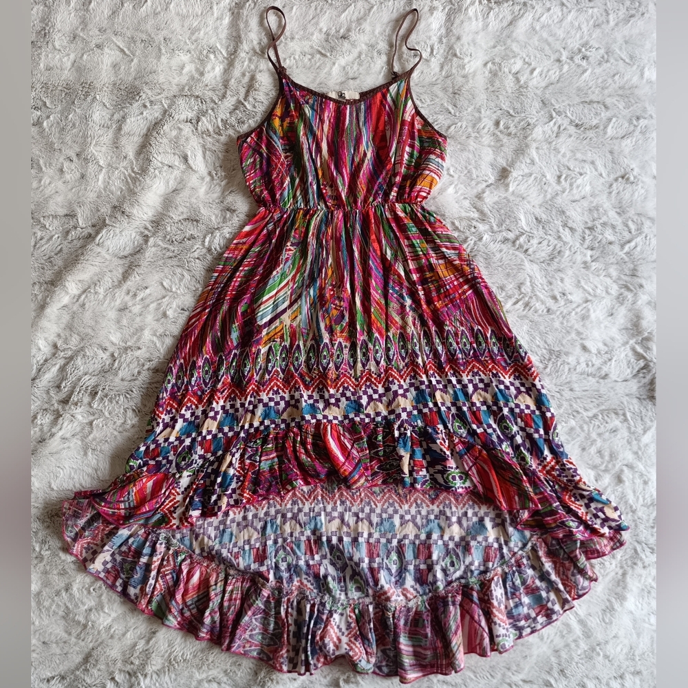 Ya Los Angeles Red and Blue High-Low Sundress